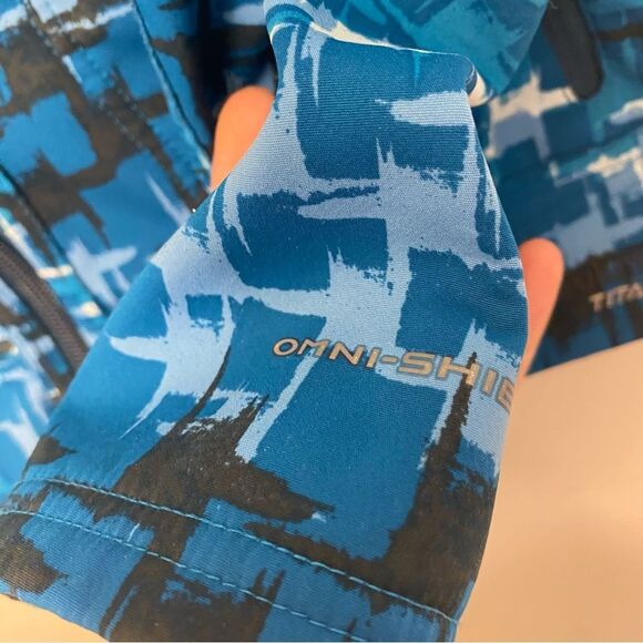 Columbia Titanium blue print fleece lined soft shell reversible women jacket XS - Picture 5 of 9